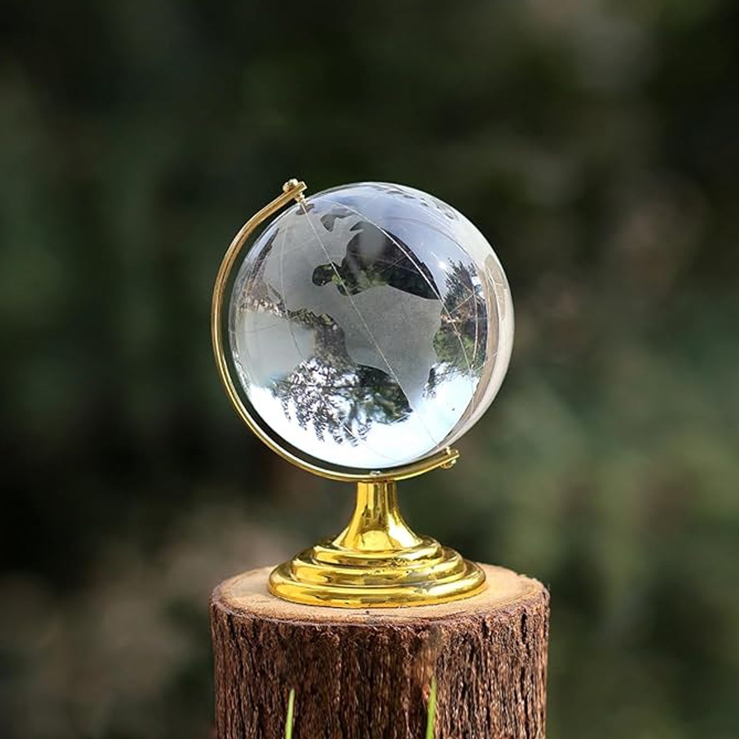 Crystal Globe  World Map 50 Mm With Golden Stand (1 Pc) Crystal Globe  World Map 50 Mm With Golden Stand (1 Pc)